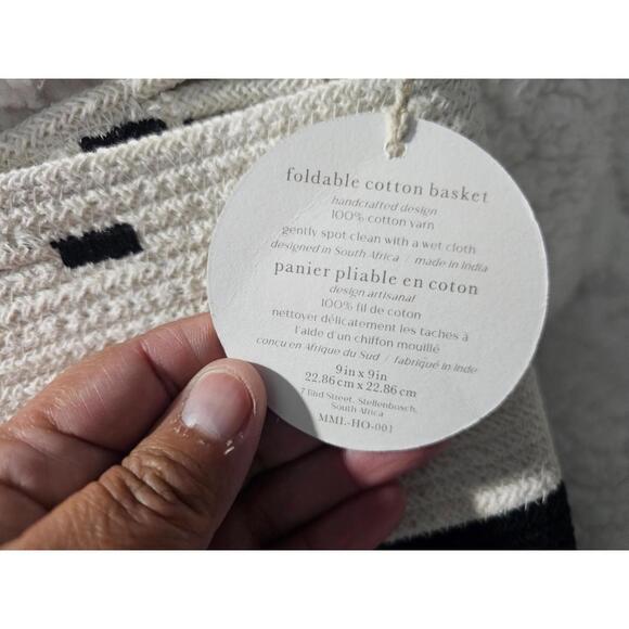 New Mia Melange Handcrafted Foldable Basket Black & White Classic Design Style - Picture 7 of 9
